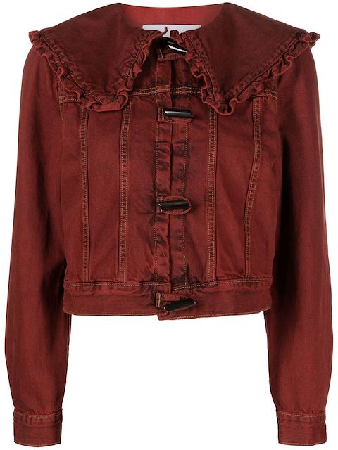 GANNI oversize-collar denim jacket