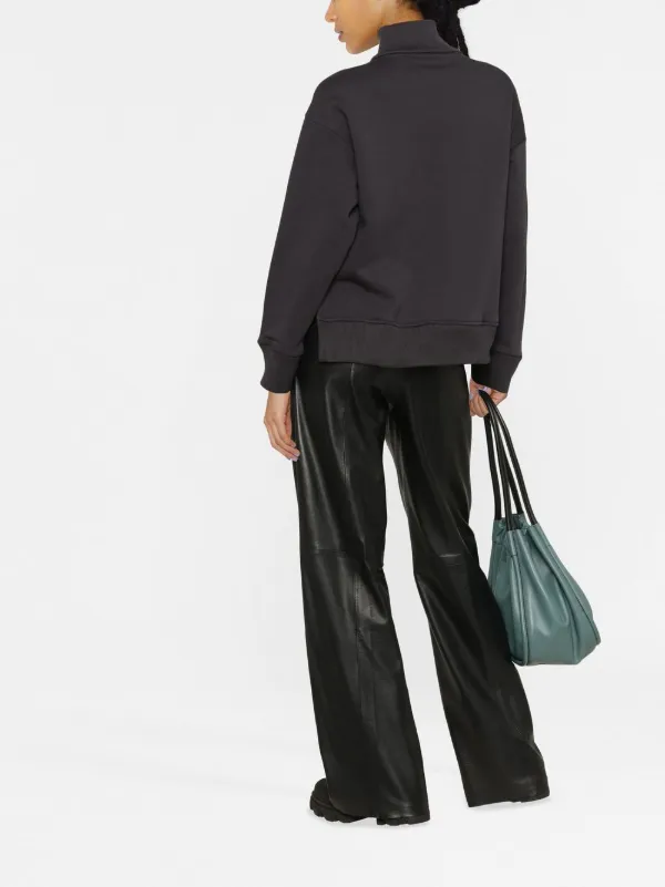 【EMPORIO ARMANI】 M's Floral Logo Quarter-Zip Sweatshirt ★ Emporio Armani logo-embroidered quarter-zip Sweatshirt