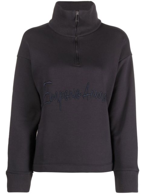 Emporio Armani logo-embroidered quarter-zip sweatshirt Women