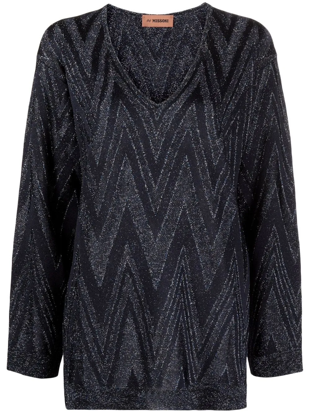 

Missoni lurex-detail V-neck jumper - Blue