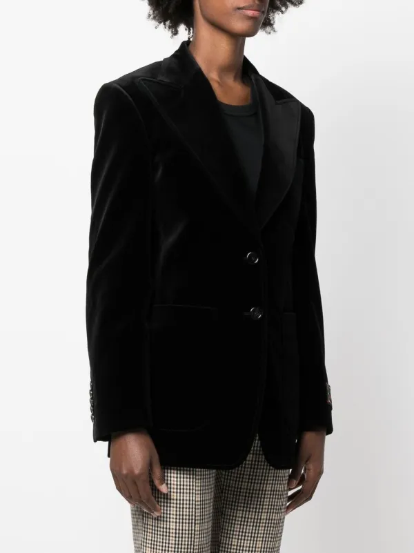 Gucci single-breasted Velvet Blazer | Black | FARFETCH