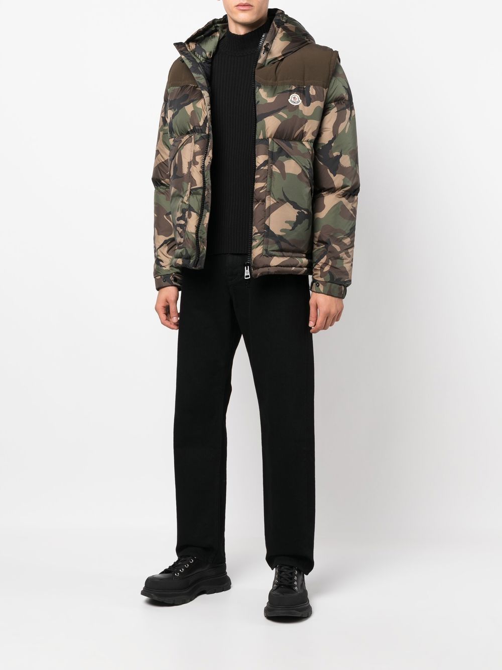 Image 2 of Moncler camouflage-print hooded puffer jacket
