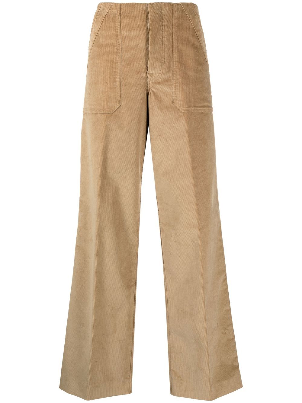 Shop Moncler High-waisted Straight Trousers In Neutrals