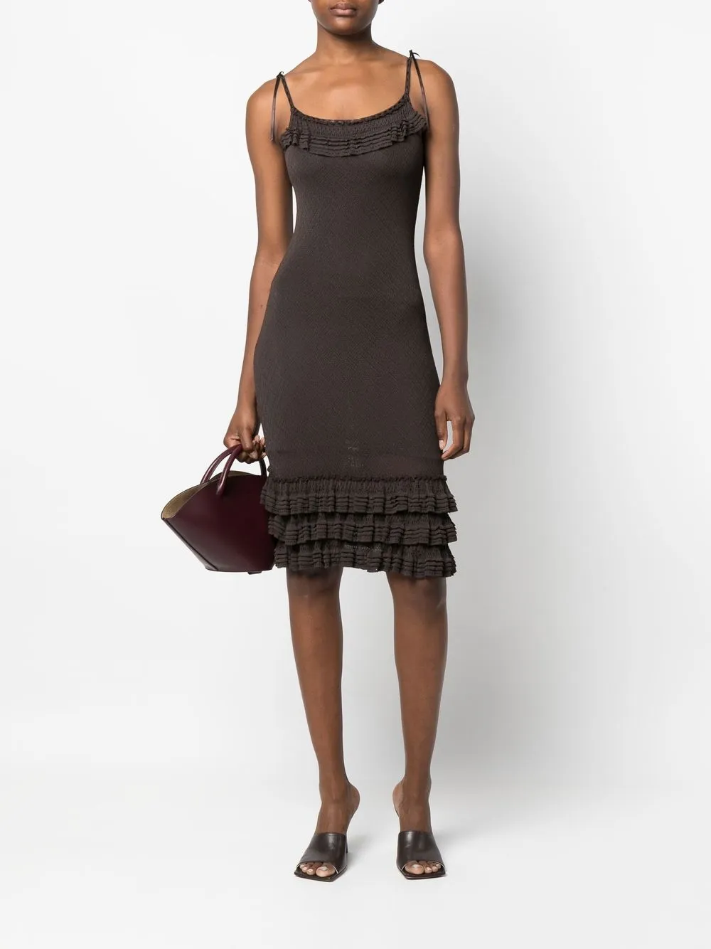 Christian Dior 1990s pre-owned getailleerde jurk - Bruin