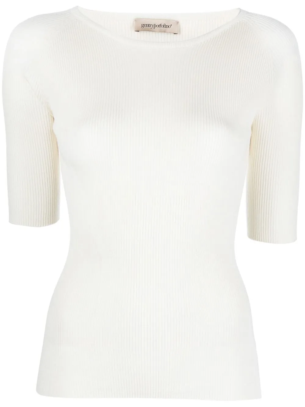 

Gentry Portofino top tejido con cuello redondo - Neutro