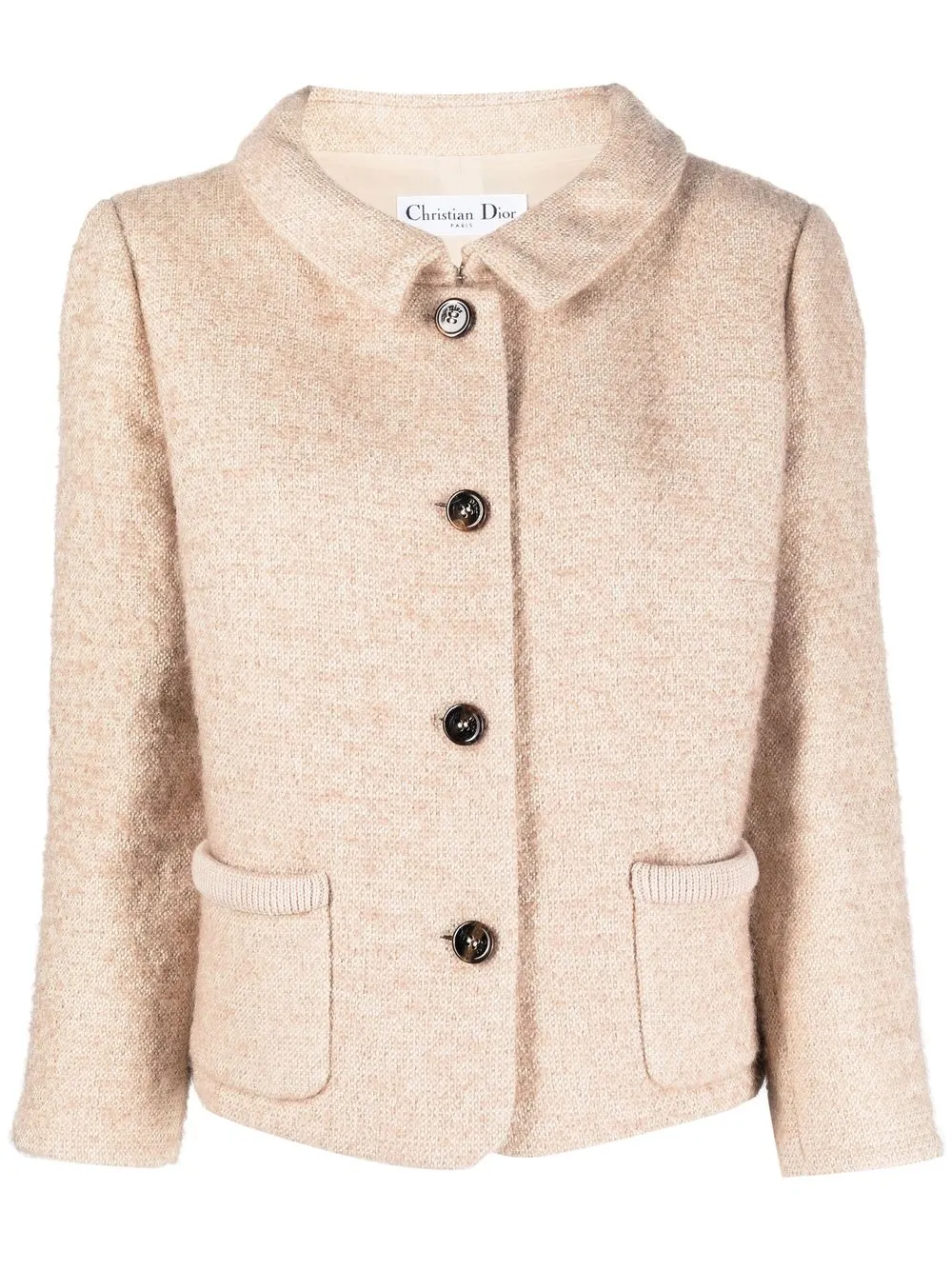 

Christian Dior 2000s pre-owned spread collar woven jacket - Neutrals