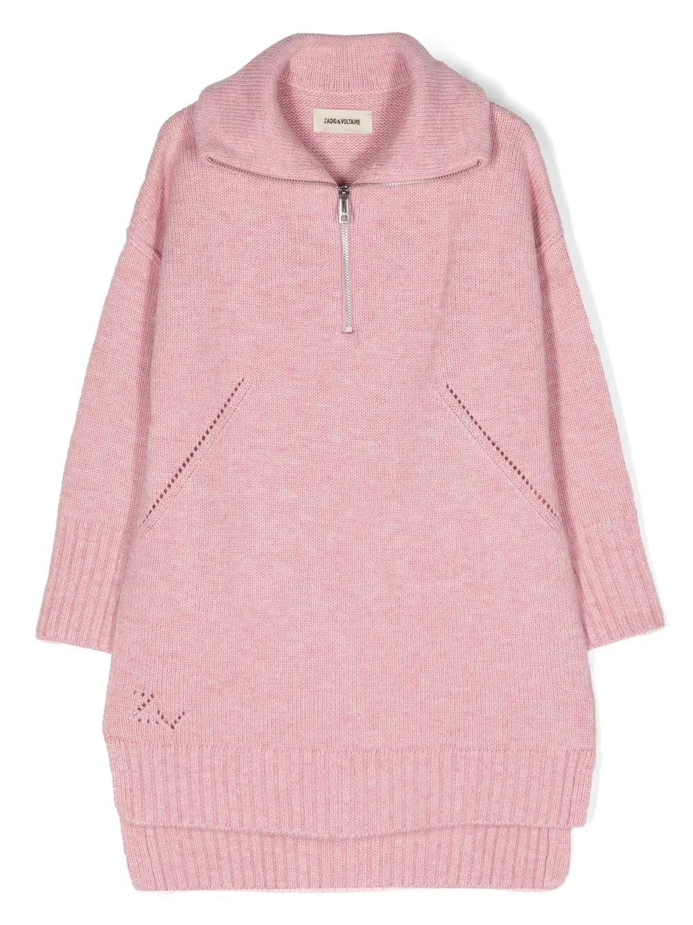 

Zadig & Voltaire Kids purl-knit half-zip dress - Pink