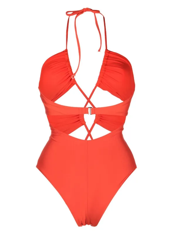 Noire Swimwear cut-out Plunging V-neck Swimsuit Orange FARFETCH IN