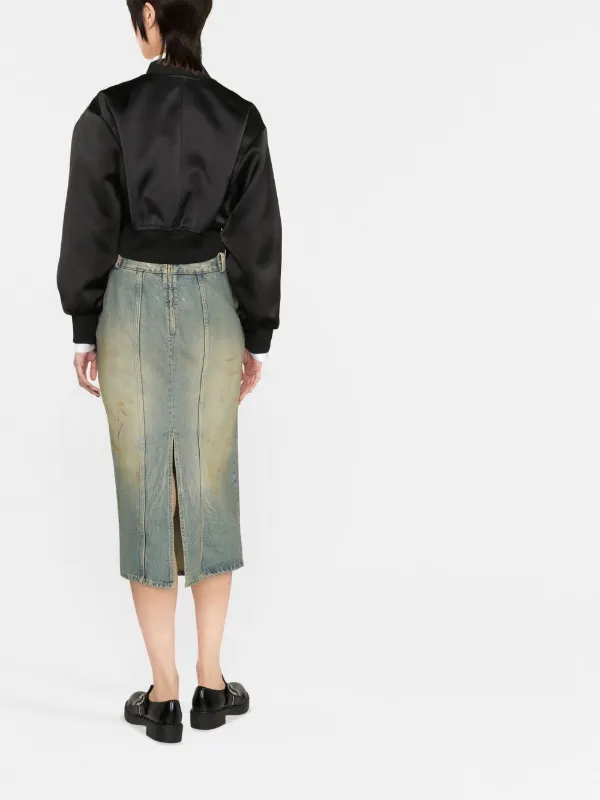 Maison Margiela Pleated Denim Midi Skirt - Farfetch