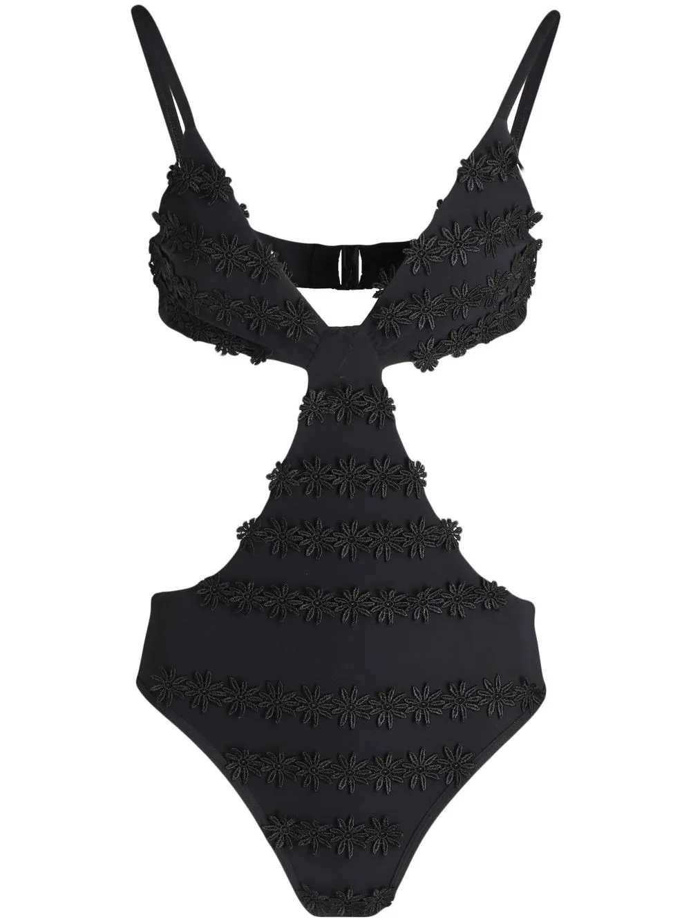 

Giambattista Valli floral-embroidered cut-out swimsuit - Black