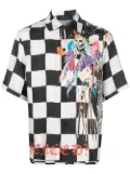 AMIRI graphic-print checkerboard silk shirt - Black