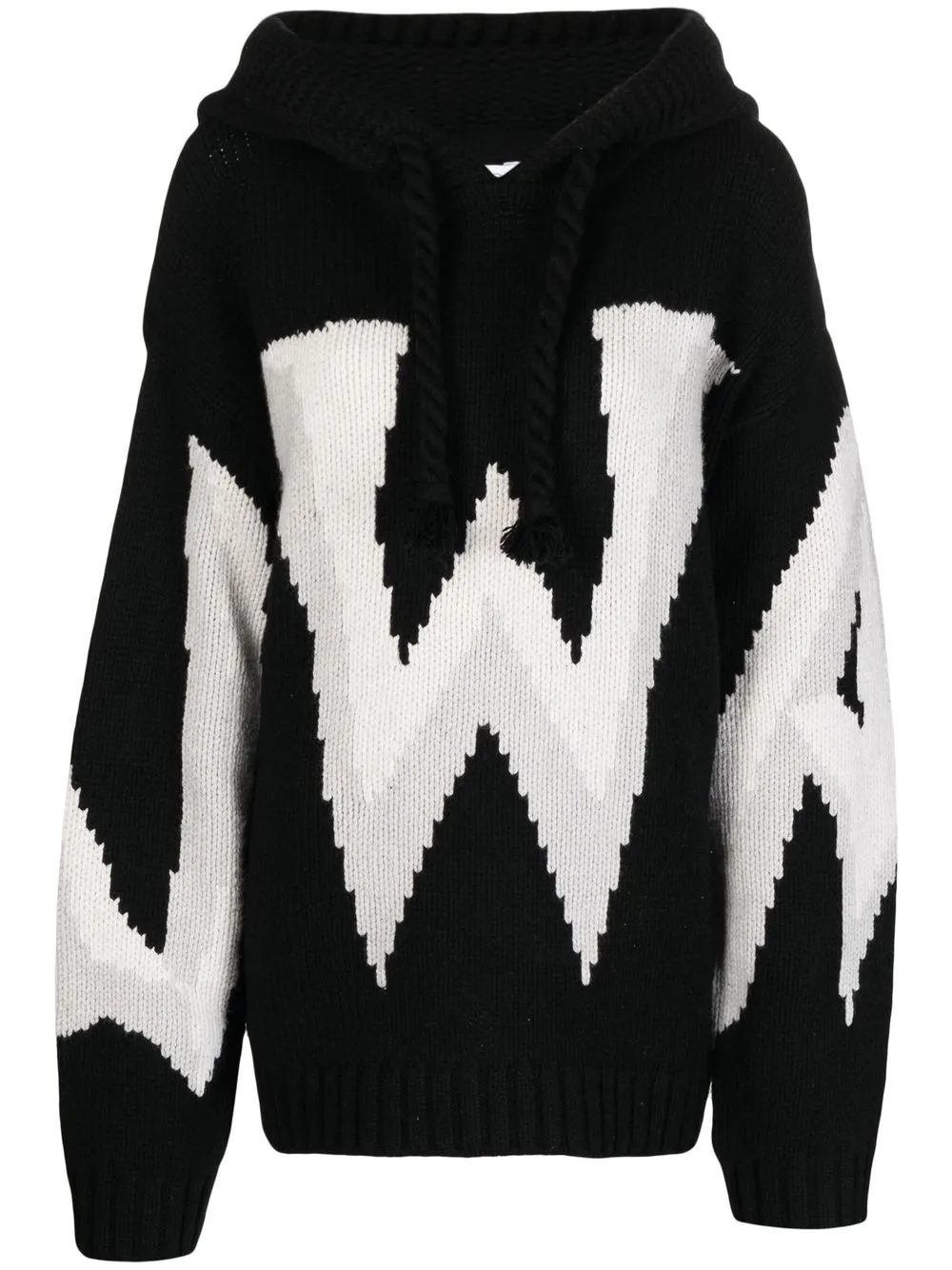 

JW Anderson hoodie con cordón y logo en intarsia - Negro