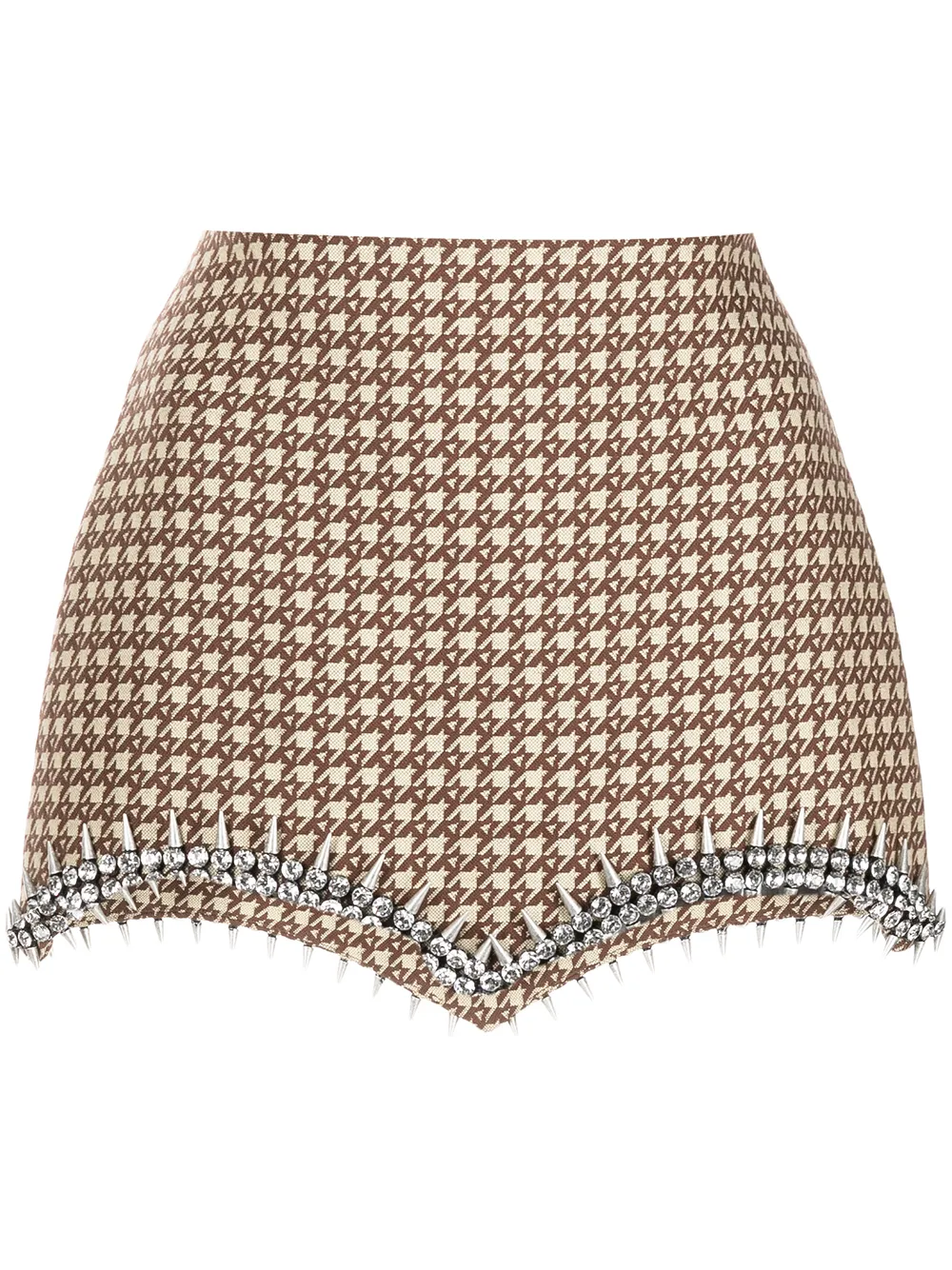 

AREA jacquard embellished mini skirt - Neutrals