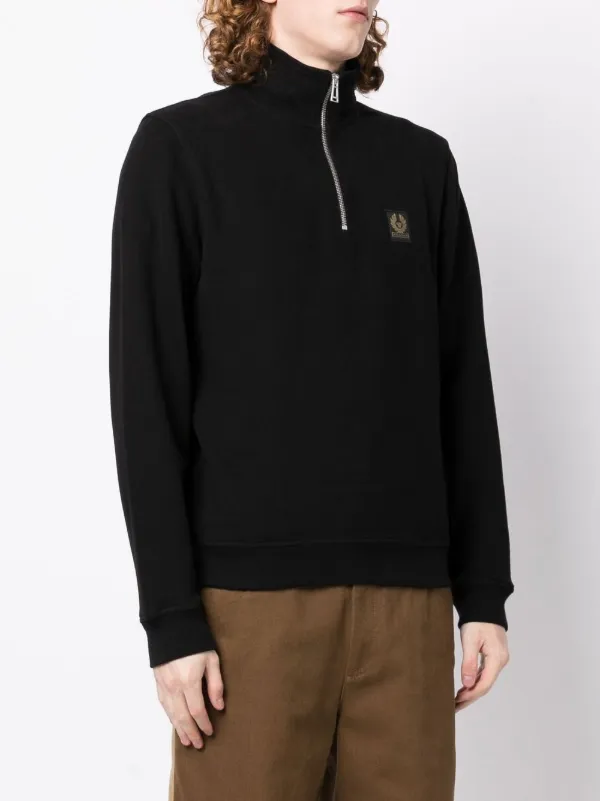 Belstaff logo-patch short-zip Sweatshirt Black FARFETCH PH