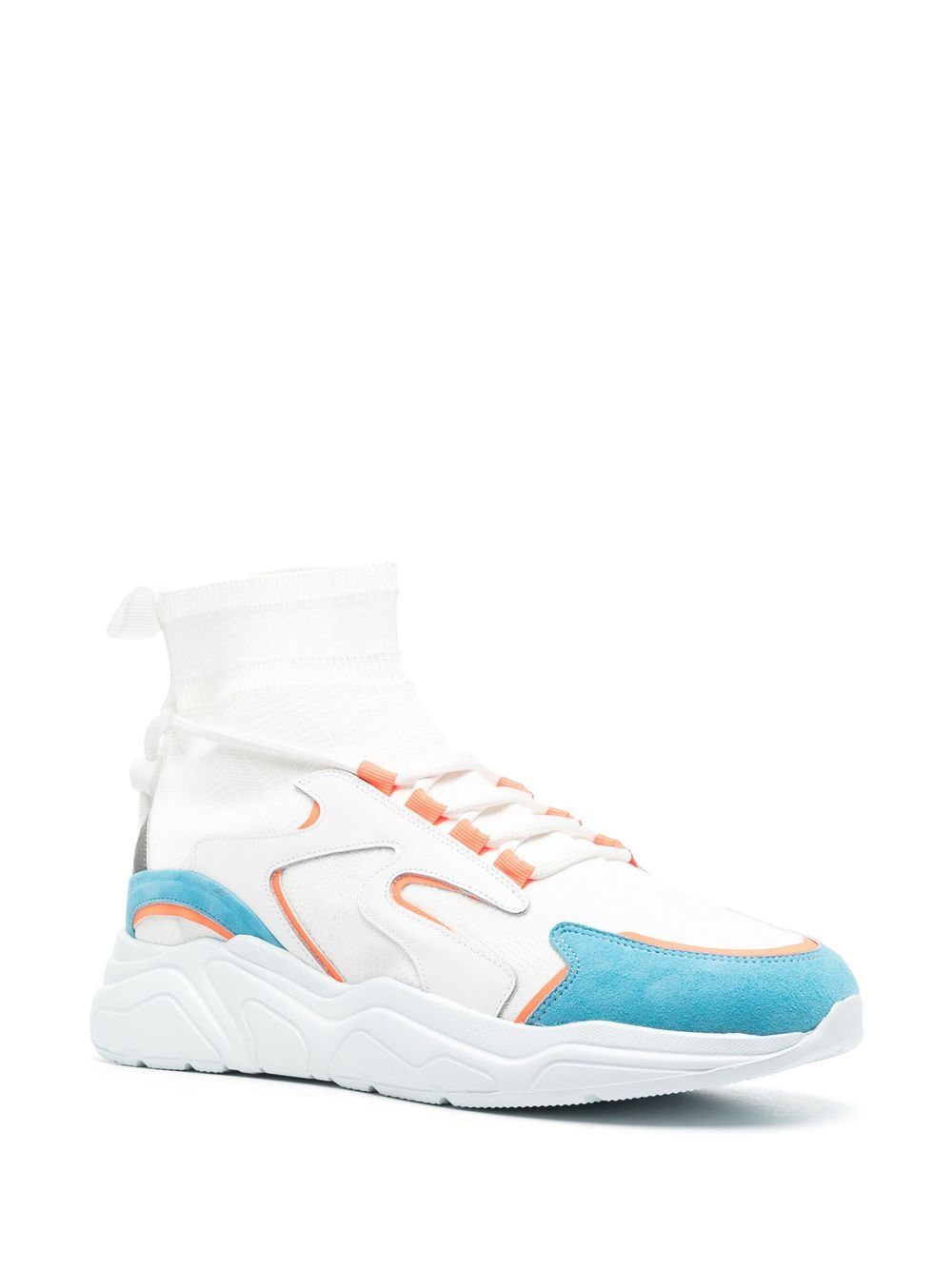 Shop Leandro Lopes Sock-ankle Runner Sneakers In White