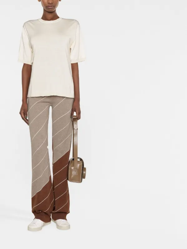 Stella McCartney diagonal-stripe Wool Flared Trousers