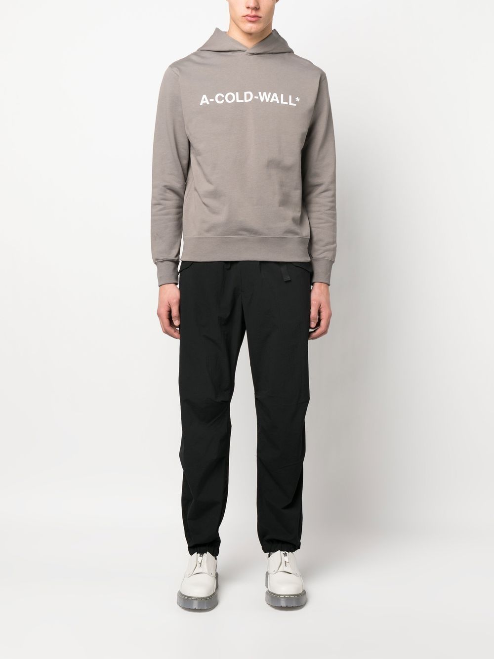 Shop A-cold-wall* Essential Logo-print Hoodie In 灰色
