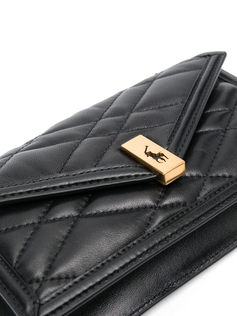 Shop Polo Ralph Lauren Matelassé-detail Leather Shoulder Bag In 黑色