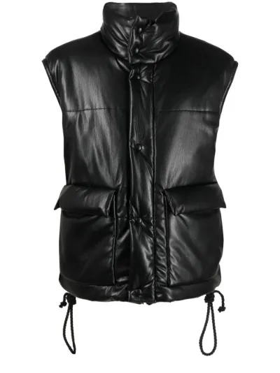 faux leather puffer gilet womens