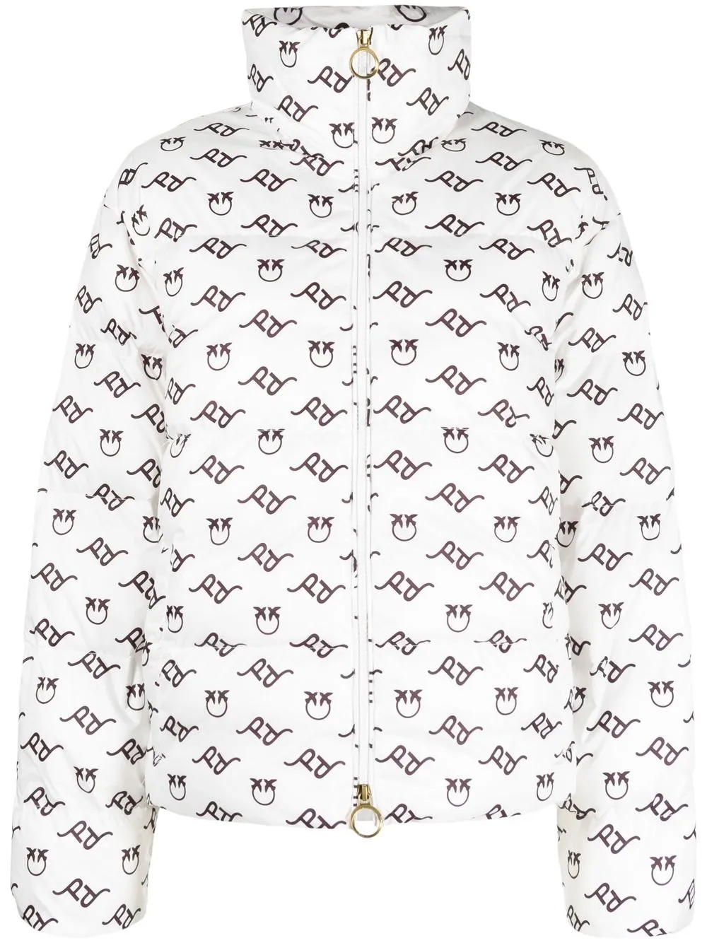 

PINKO logo-print puffer jacket - White