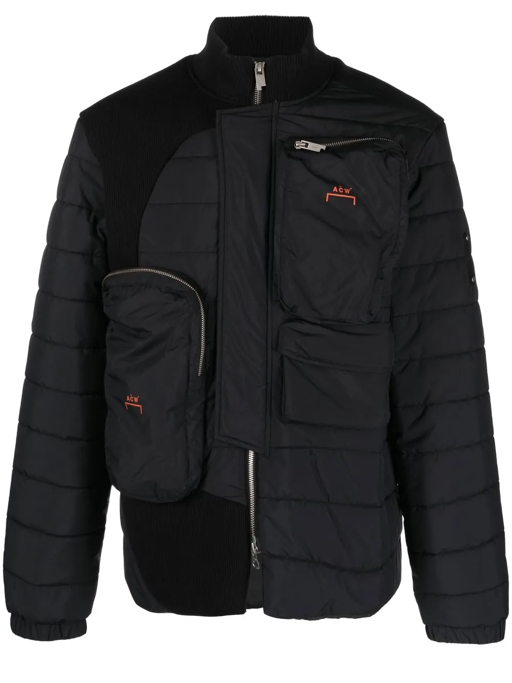 A-COLD-WALL* LOGO-PRINT ASYMMETRIC PADDED JACKET