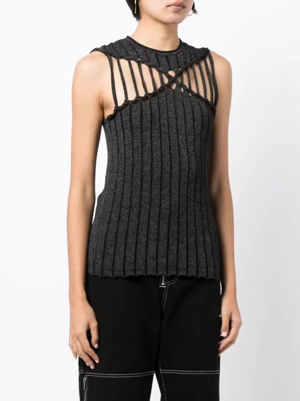 Dion Lee braided-detail Knit Top | Black | FARFETCH