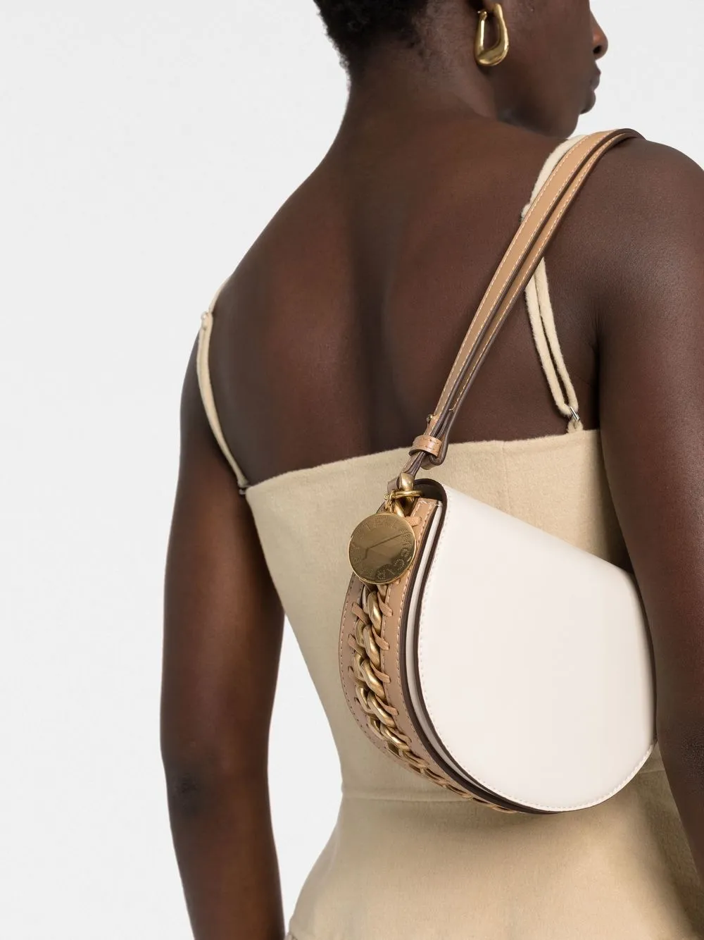 Stella McCartney Frayme kleine schoudertas - Beige