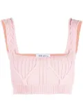 The Attico Miles ribbed-knit cropped top - Pink