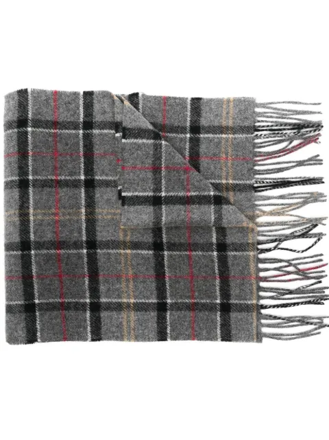 Barbour fringed tartan lambswool scarf
