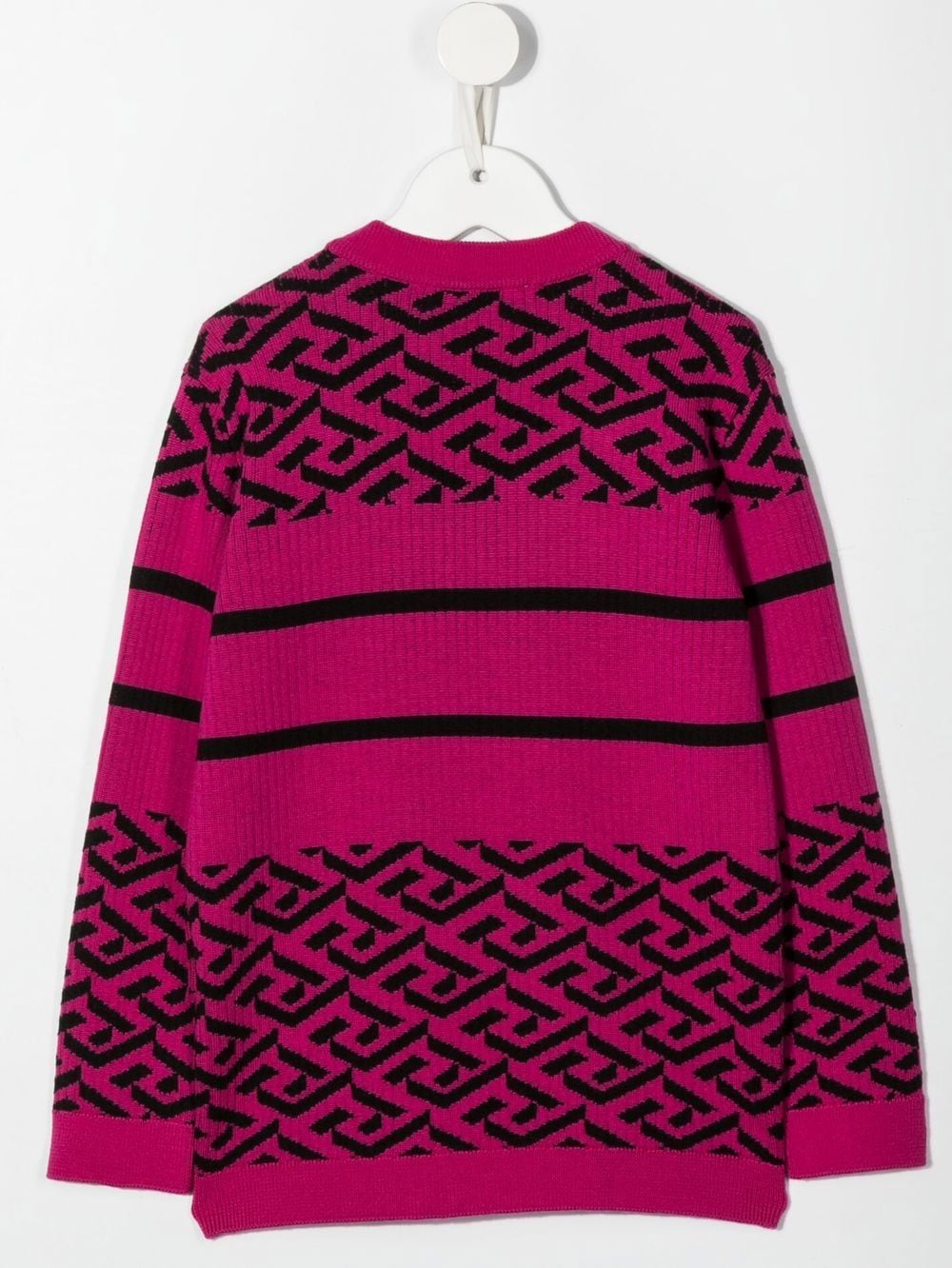 Shop Versace Medusa Intarsia Knit Sweater In Purple