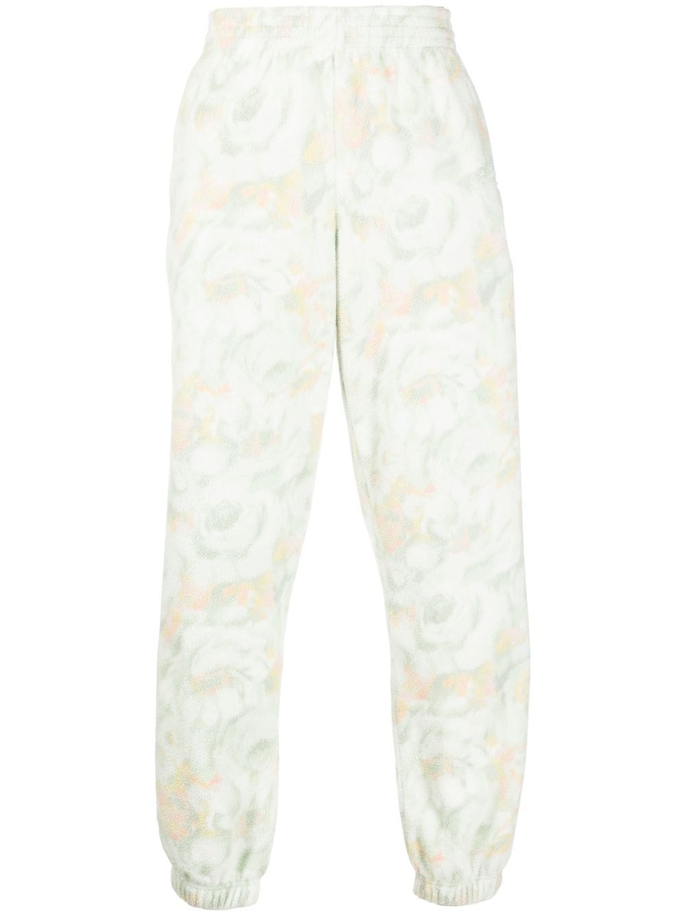 textured floral-print track pants