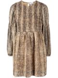 GANNI snake-print mini dress - Brown