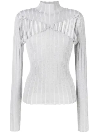Dion Grey Knit Top With Shimmer