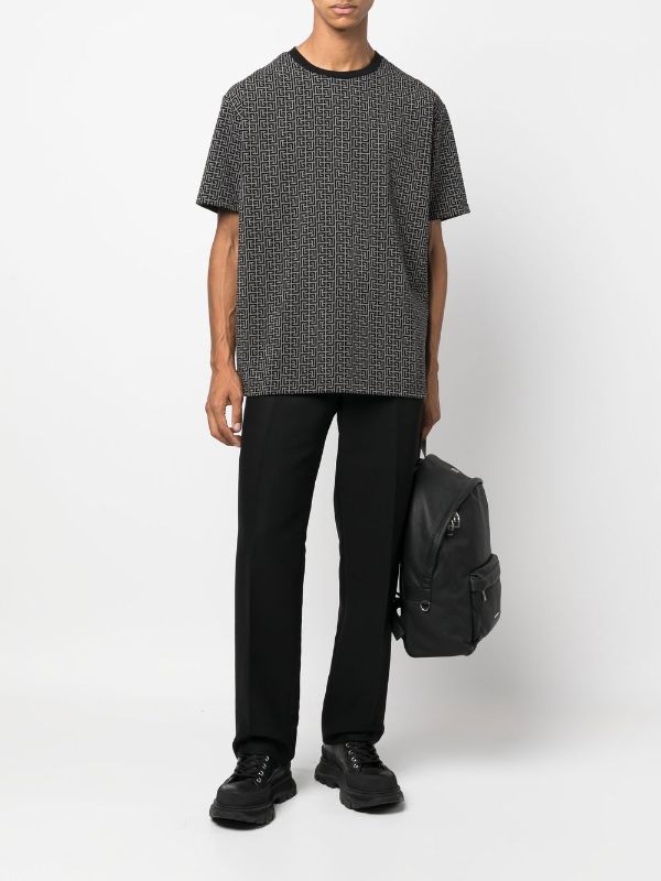 Balmain monogram-pattern stretch-cotton T-shirt - Farfetch