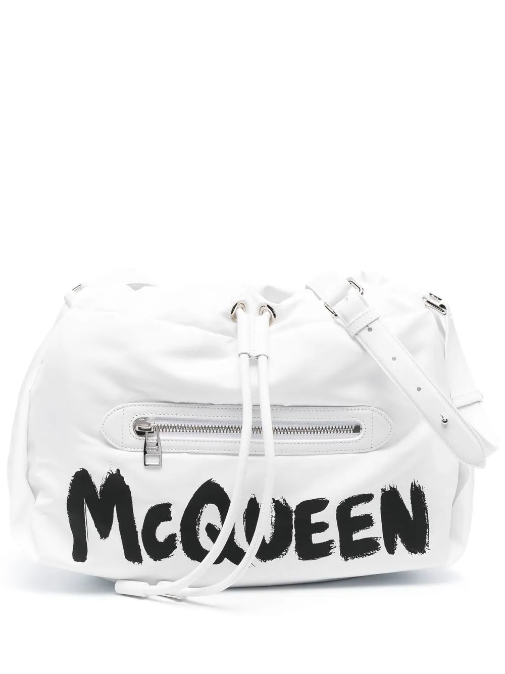 

Alexander McQueen bolsa crossbody con logo estampado estilo grafiti - Blanco