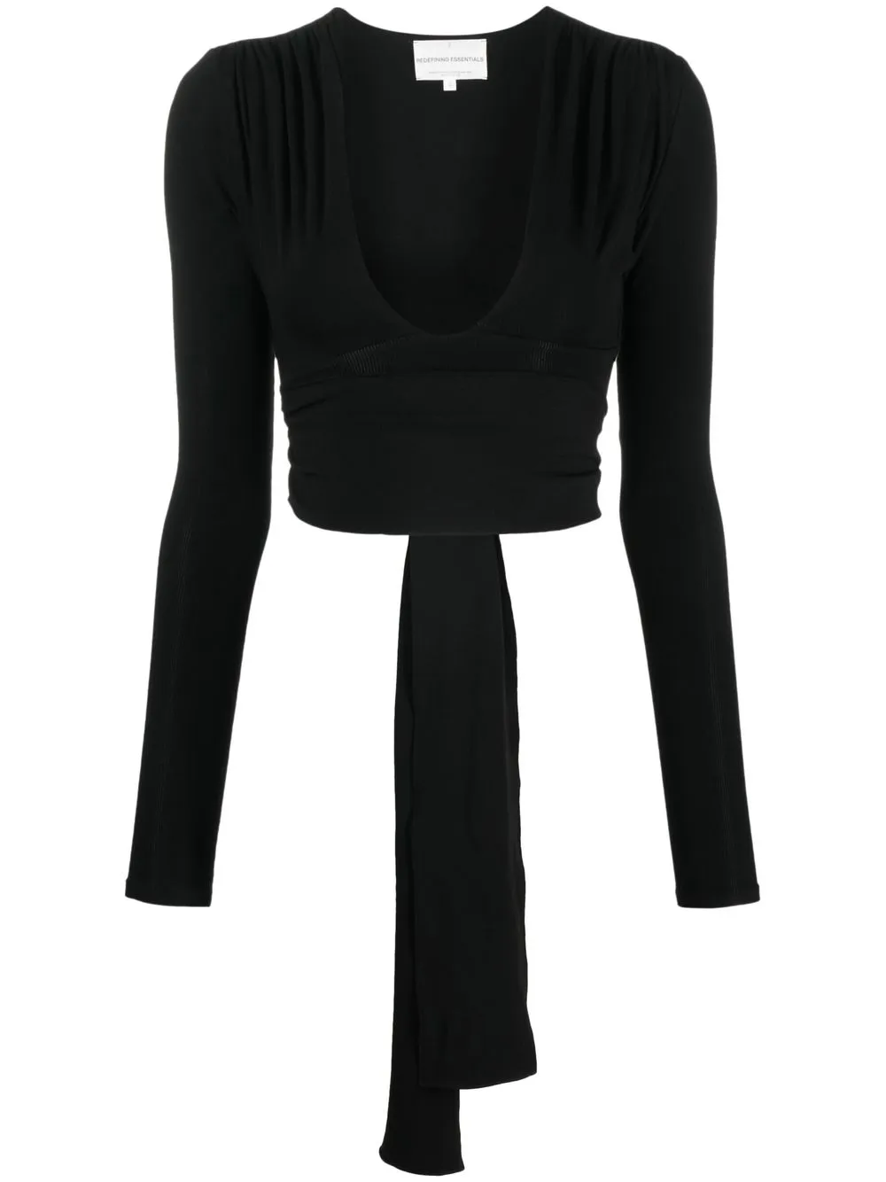 

Lama Jouni V-neck long-sleeve wrap top - Black