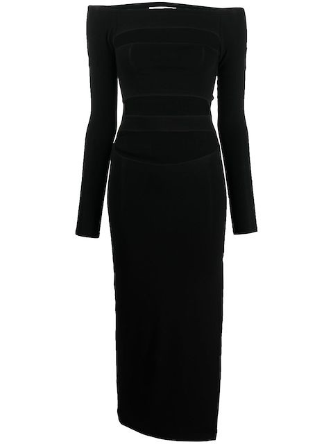 Lama Jouni off-shoulder bandage dress