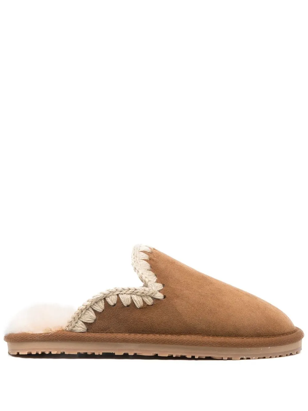 

Mou shearling-lined whipstitch slippers - Brown