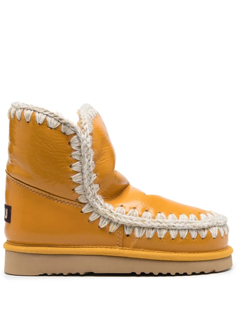 

Mou logo-patch leather ankle boots - Yellow