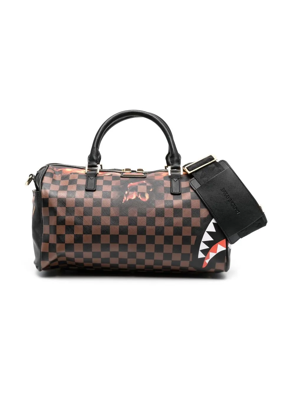 

sprayground kid bolsa duffle a cuadros estampados - Negro