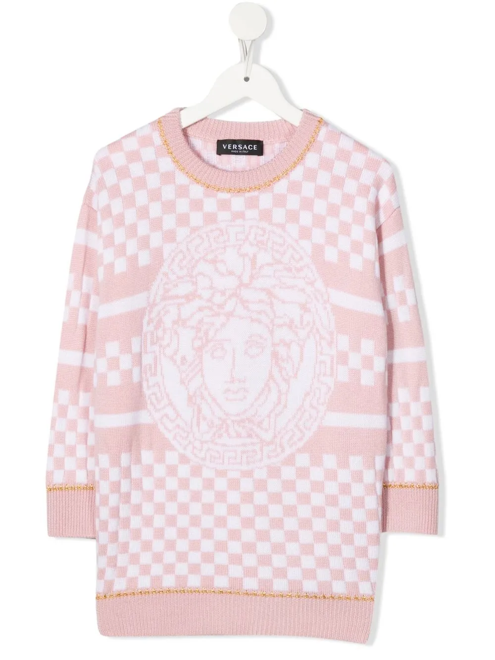 

Versace Kids instarsia-knit Medusa head sweater dress - Pink