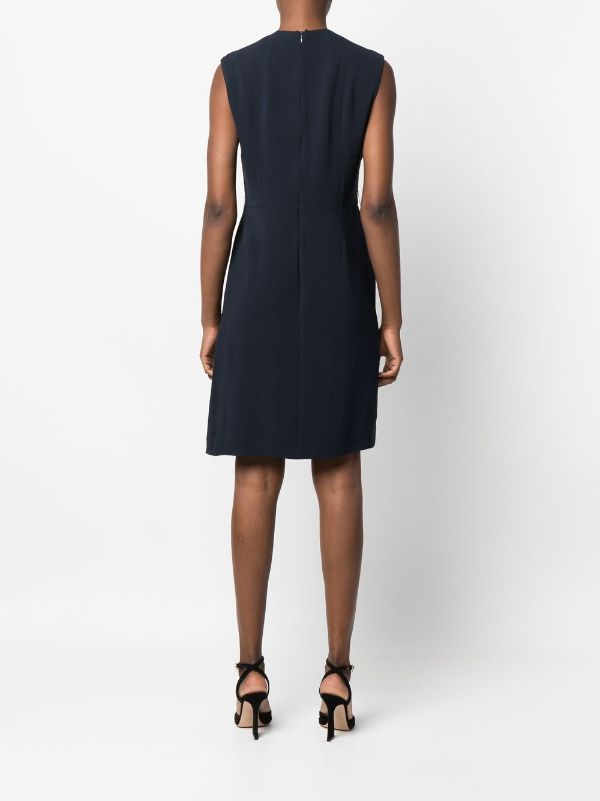 dior navy blue dress Christian Dior Tie Neck Dress Navy Colorblock Wool-Mohair Size US 8 NE –  Celebrity Owned