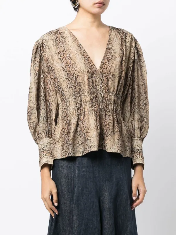 v neck snakeskin top