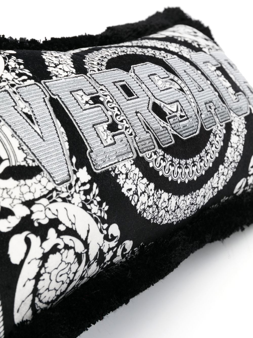 Shop Versace Logo-patch Cushion In Black