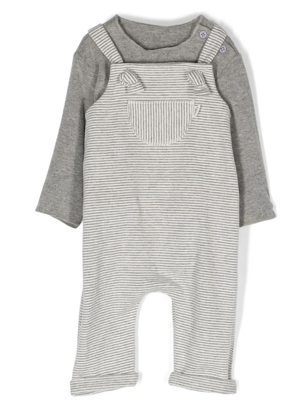 

TEDDY & MINOU stripe-pattern dungaree set - Grey