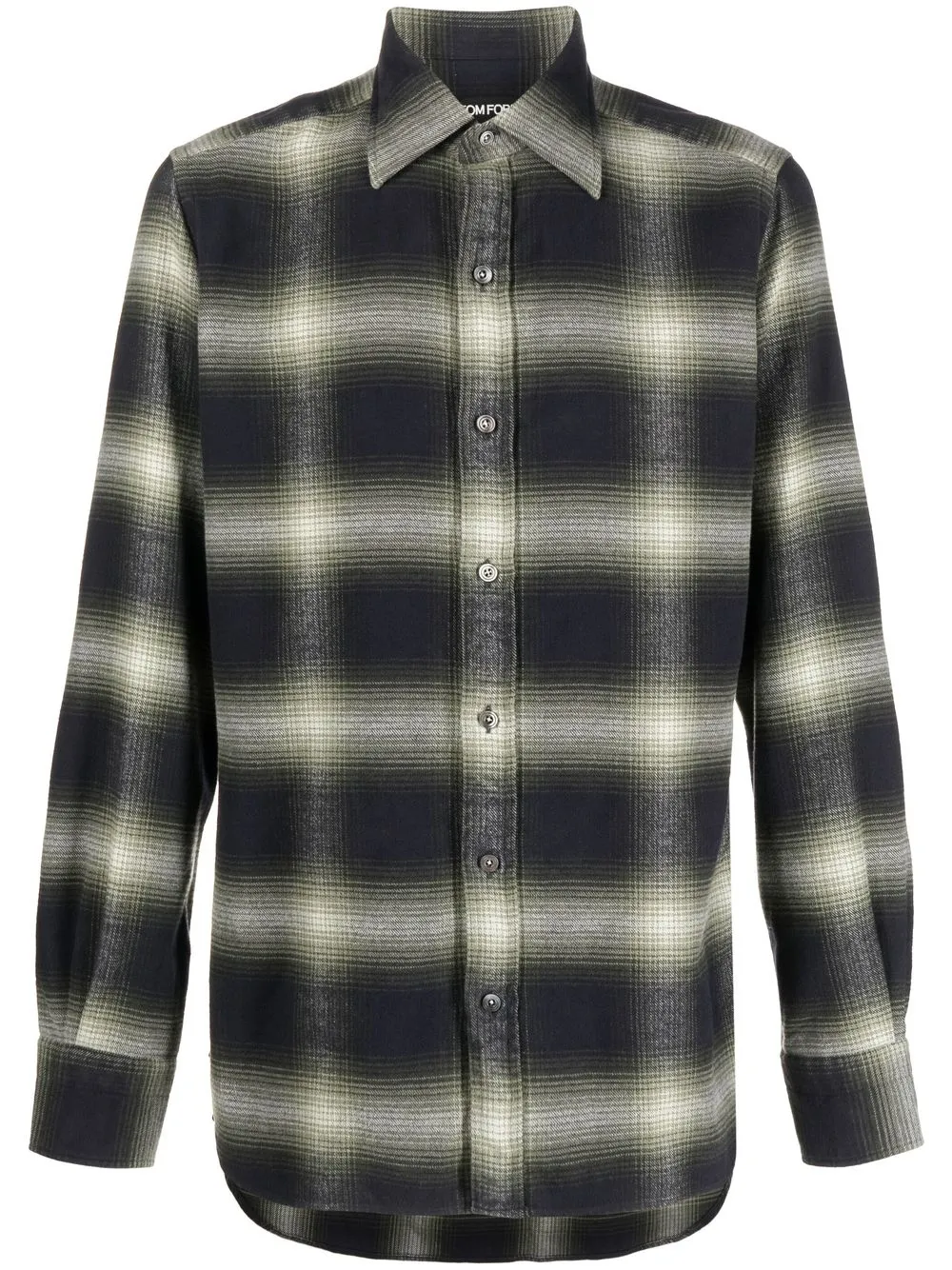 

TOM FORD camisa con botones y estampado de cuadros - Azul