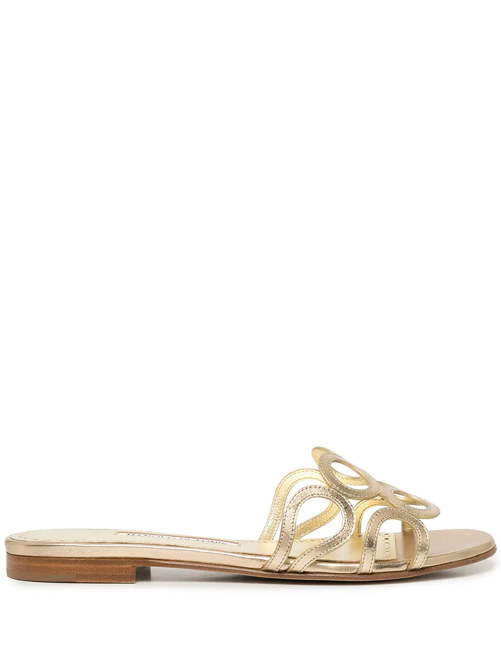

Manolo Blahnik Barimu metallic-effect flat sandals - Gold