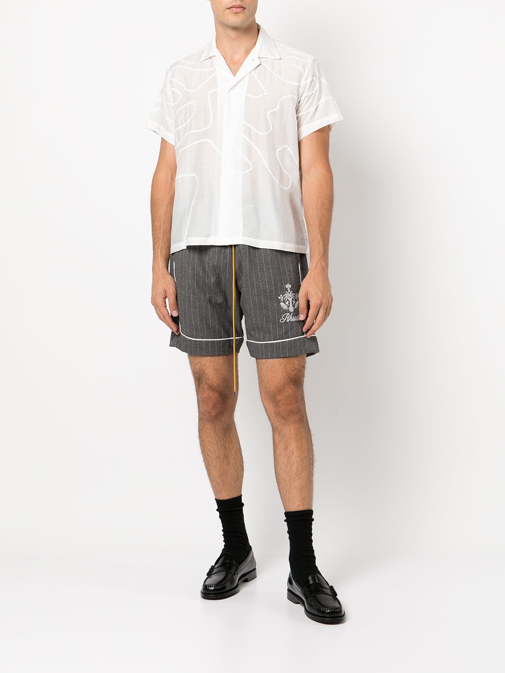 Shop Rhude Drawstring Pj Shorts In Grey