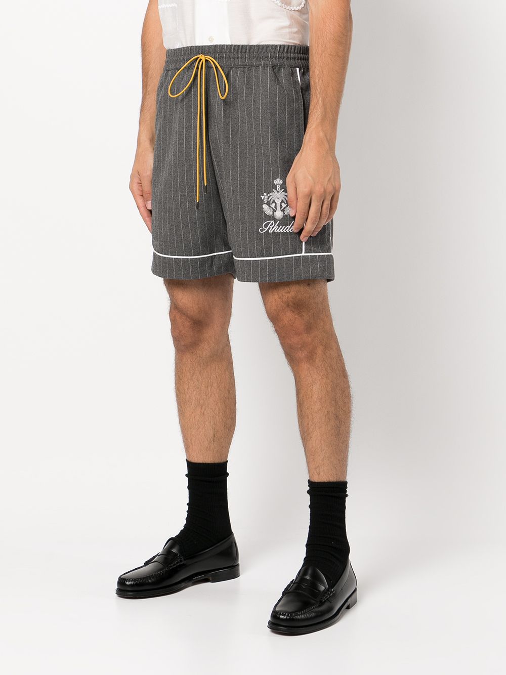Shop Rhude Drawstring Pj Shorts In Grey