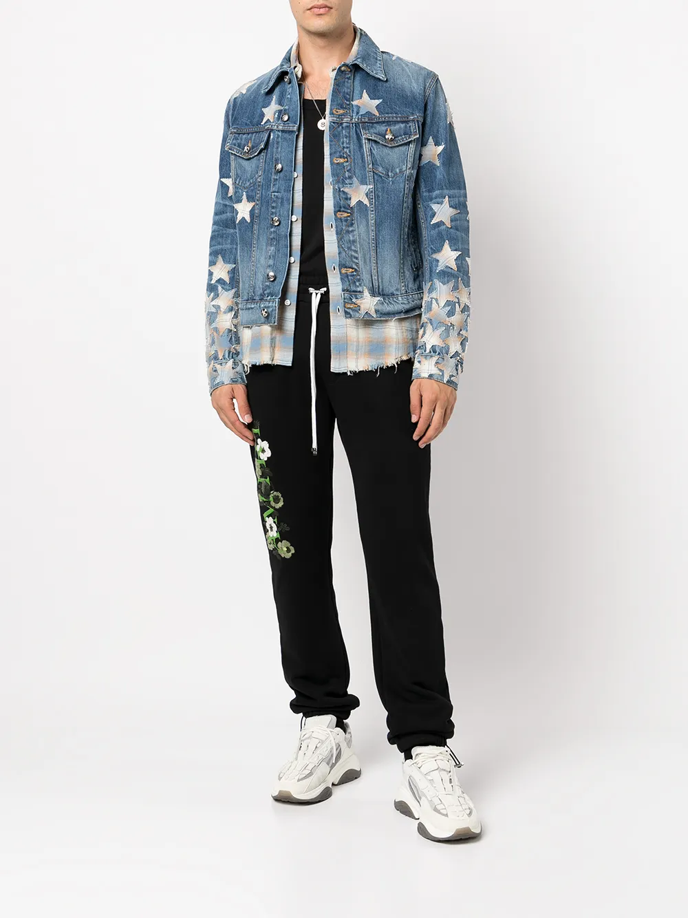  Amiri Jeansjacke Mit Print   Blau 